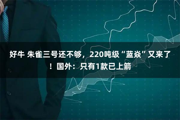 好牛 朱雀三号还不够，220吨级“蓝焱”又来了！国外：只有1款已上箭